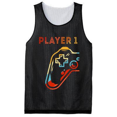 Player 1 Funny Video Game Lover Joystick Retro Matching  Gamer Couple Mesh Reversible Basketball Jersey Tank