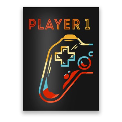 Player 1 Funny Video Game Lover Joystick Retro Matching  Gamer Couple Poster