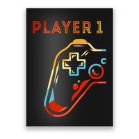 Player 1 Funny Video Game Lover Joystick Retro Matching  Gamer Couple Poster