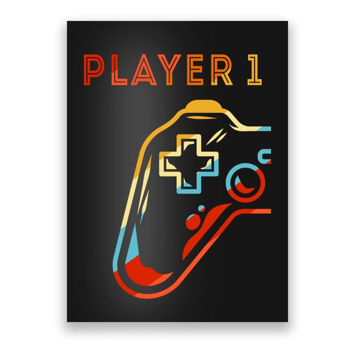 Player 1 Funny Video Game Lover Joystick Retro Matching  Gamer Couple Poster