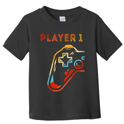 Player 1 Funny Video Game Lover Joystick Retro Matching  Gamer Couple Toddler T-Shirt
