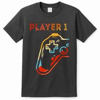 Player 1 Funny Video Game Lover Joystick Retro Matching  Gamer Couple T-Shirt