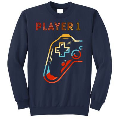 Player 1 Funny Video Game Lover Joystick Retro Matching  Gamer Couple Sweatshirt