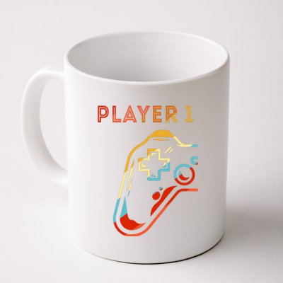 Player 1 Funny Video Game Lover Joystick Retro Matching  Gamer Couple Coffee Mug