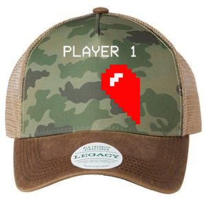 Player 1 Funny Video Game Lover Joystick Matching Gamer Couple Legacy Tie Dye Trucker Hat