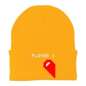 Player 1 Funny Video Game Lover Joystick Matching Gamer Couple Knit Cap Winter Beanie