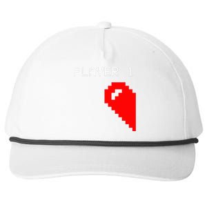 Player 1 Funny Video Game Lover Joystick Matching Gamer Couple Snapback Five-Panel Rope Hat