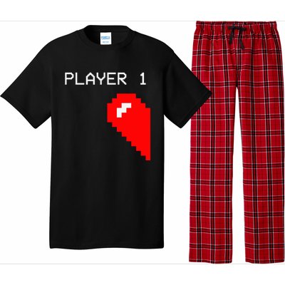 Player 1 Funny Video Game Lover Joystick Matching Gamer Couple Pajama Set