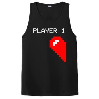 Player 1 Funny Video Game Lover Joystick Matching Gamer Couple PosiCharge Competitor Tank