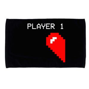 Player 1 Funny Video Game Lover Joystick Matching Gamer Couple Microfiber Hand Towel