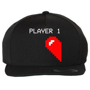 Player 1 Funny Video Game Lover Joystick Matching Gamer Couple Wool Snapback Cap