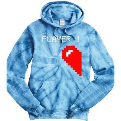 Player 1 Funny Video Game Lover Joystick Matching Gamer Couple Tie Dye Hoodie