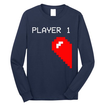 Player 1 Funny Video Game Lover Joystick Matching Gamer Couple Long Sleeve Shirt