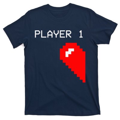 Player 1 Funny Video Game Lover Joystick Matching Gamer Couple T-Shirt