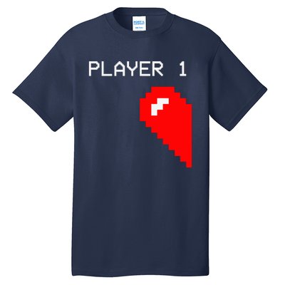 Player 1 Funny Video Game Lover Joystick Matching Gamer Couple Tall T-Shirt