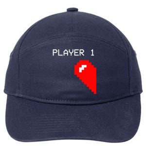 Player 1 Funny Video Game Lover Joystick Matching Gamer Couple 7-Panel Snapback Hat