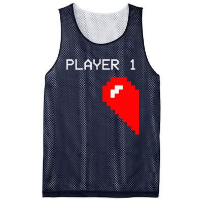 Player 1 Funny Video Game Lover Joystick Matching Gamer Couple Mesh Reversible Basketball Jersey Tank