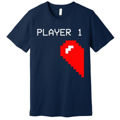 Player 1 Funny Video Game Lover Joystick Matching Gamer Couple Premium T-Shirt