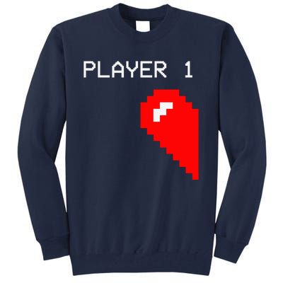 Player 1 Funny Video Game Lover Joystick Matching Gamer Couple Tall Sweatshirt