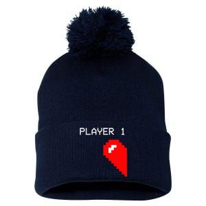 Player 1 Funny Video Game Lover Joystick Matching Gamer Couple Pom Pom 12in Knit Beanie