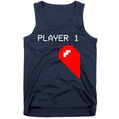 Player 1 Funny Video Game Lover Joystick Matching Gamer Couple Tank Top