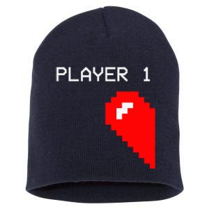 Player 1 Funny Video Game Lover Joystick Matching Gamer Couple Short Acrylic Beanie