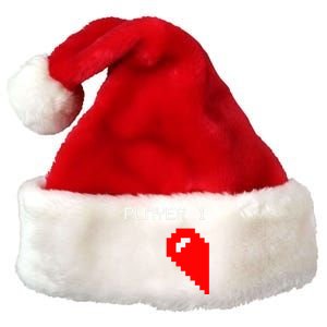 Player 1 Funny Video Game Lover Joystick Matching Gamer Couple Premium Christmas Santa Hat