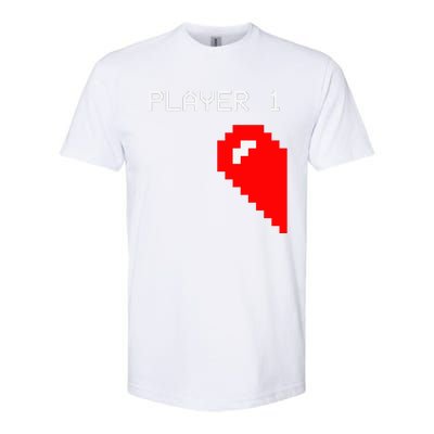 Player 1 Funny Video Game Lover Joystick Matching Gamer Couple Softstyle CVC T-Shirt