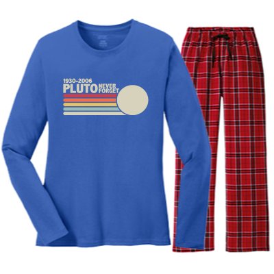 Pluto 1930funny Gift2006 Never Forget Space Gift Women's Long Sleeve Flannel Pajama Set 