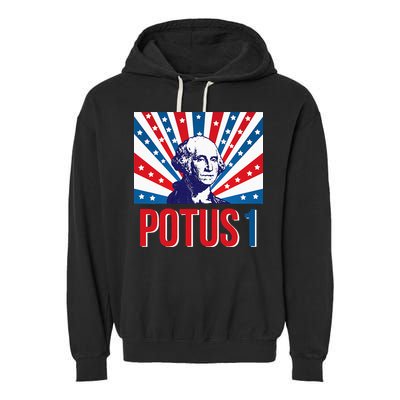 Potus 1 George Washington Retro Garment-Dyed Fleece Hoodie