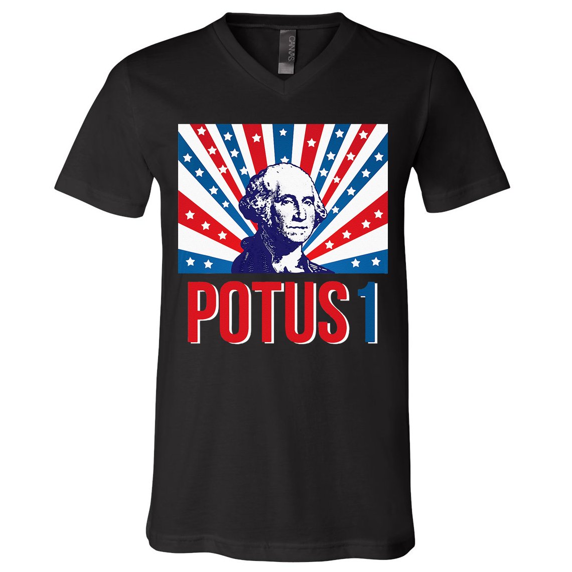 Potus 1 George Washington Retro V-Neck T-Shirt