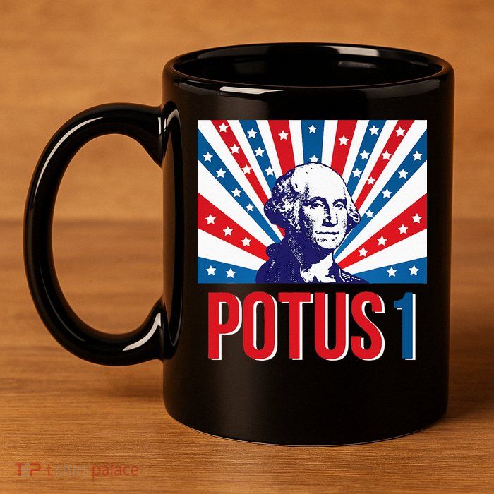 Potus 1 George Washington Retro 11oz C Handle Ceramic Mug