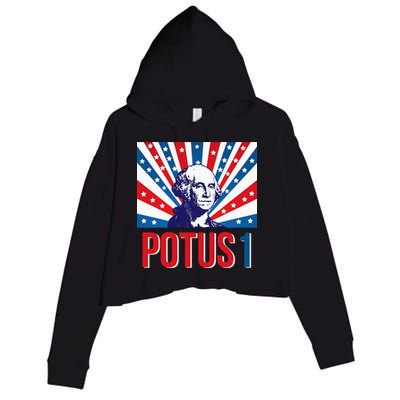 Potus 1 George Washington Retro Crop Fleece Hoodie