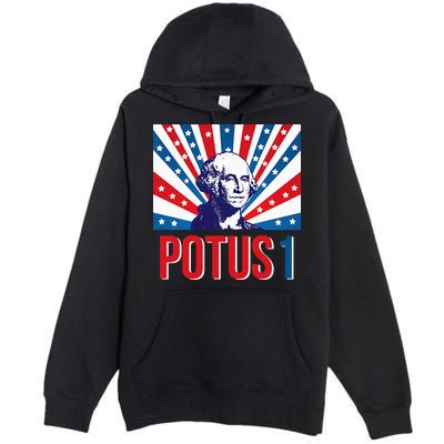 Potus 1 George Washington Retro Premium Pullover Hoodie