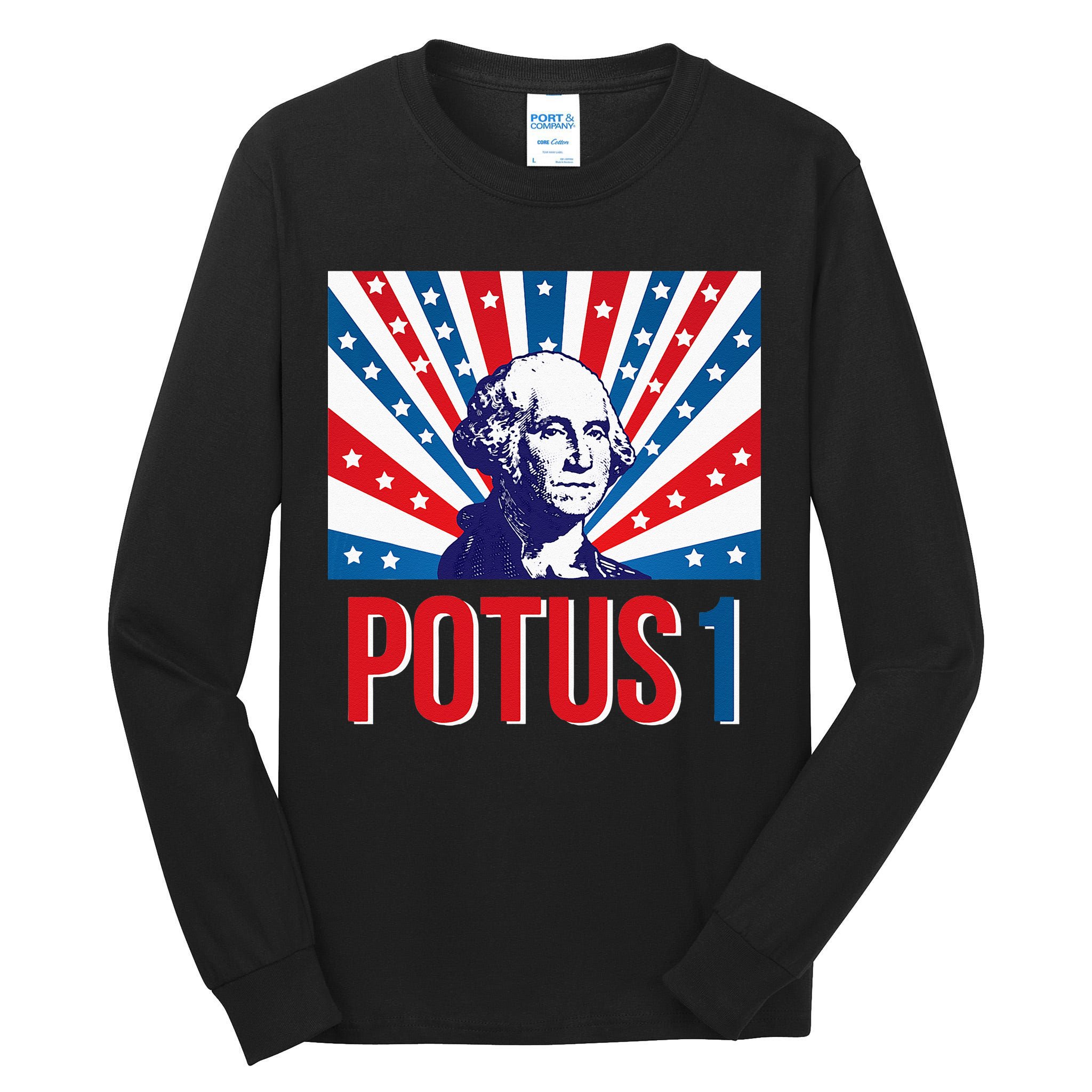 Potus 1 George Washington Retro Tall Long Sleeve T-Shirt