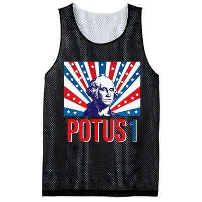 Potus 1 George Washington Retro Mesh Reversible Basketball Jersey Tank