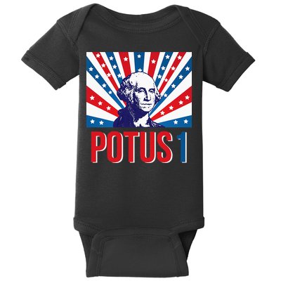 Potus 1 George Washington Retro Baby Bodysuit