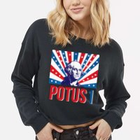Potus 1 George Washington Retro Cropped Pullover Crew