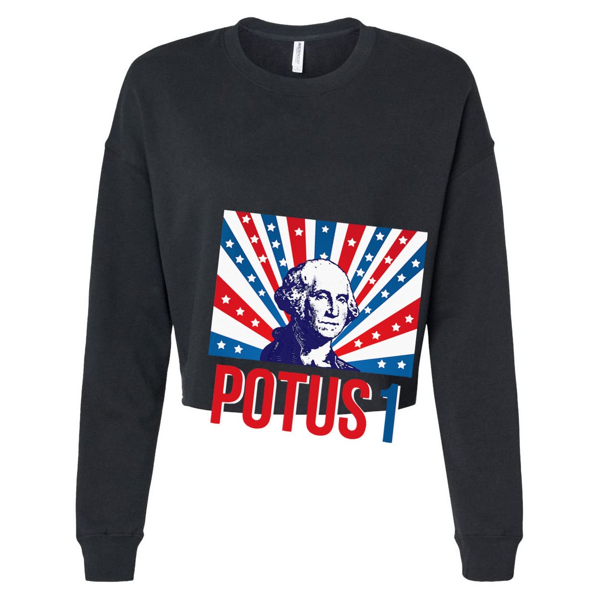 Potus 1 George Washington Retro Cropped Pullover Crew