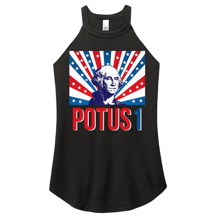Potus 1 George Washington Retro Women's Perfect Tri Rocker Tank