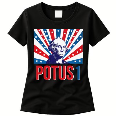 Potus 1 George Washington Retro Womens T-Shirt