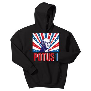 Potus 1 George Washington Retro Kids Hoodie