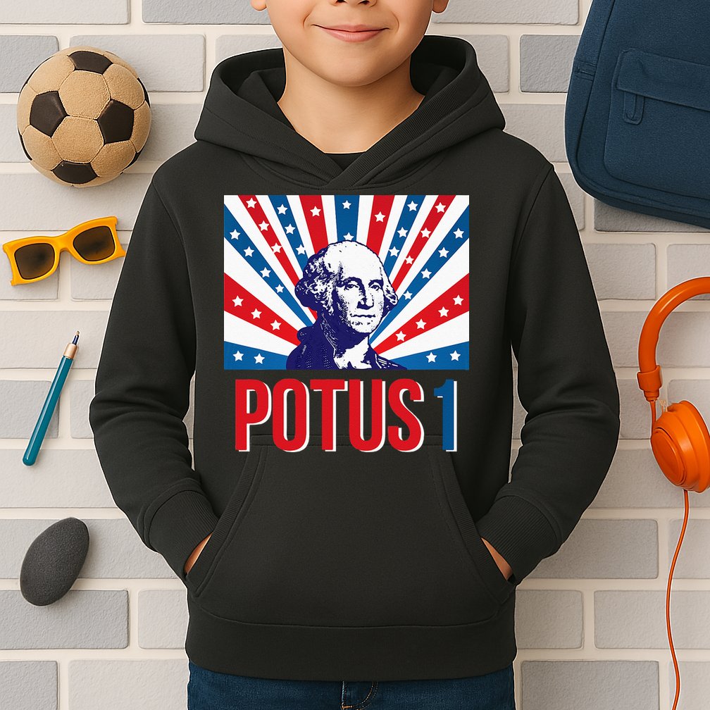 Potus 1 George Washington Retro Kids Hoodie
