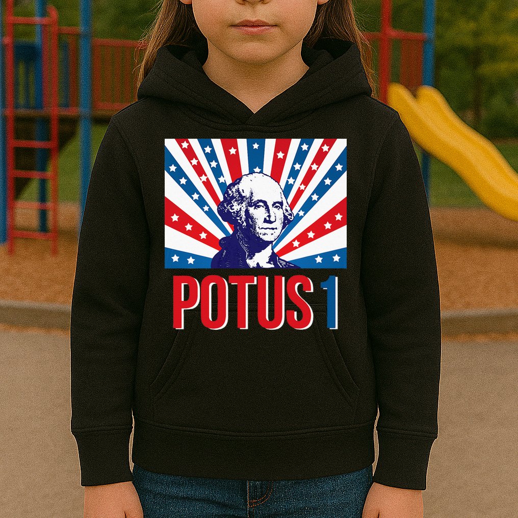 Potus 1 George Washington Retro Kids Hoodie