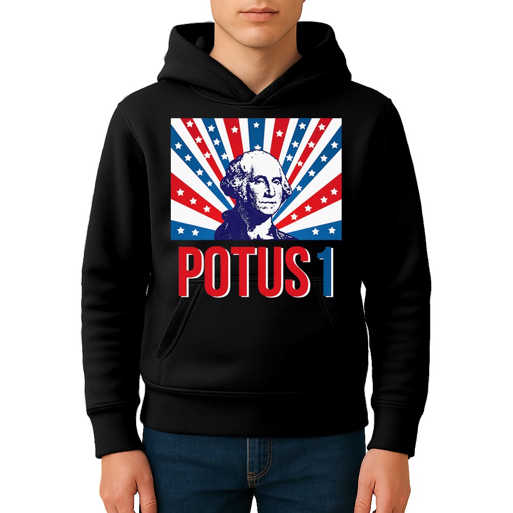 Potus 1 George Washington Retro Kids Hoodie