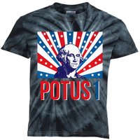 Potus 1 George Washington Retro Kids Tie-Dye T-Shirt