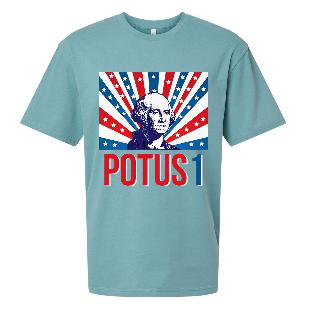 Potus 1 George Washington Retro Sueded Cloud Jersey T-Shirt