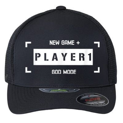 Player 1 God Mode New Game Plus Cool Gamer Flexfit Unipanel Trucker Cap