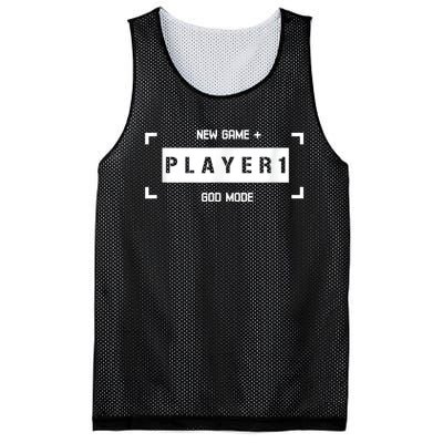 Player 1 God Mode New Game Plus Cool Gamer Mesh Reversible Basketball Jersey Tank