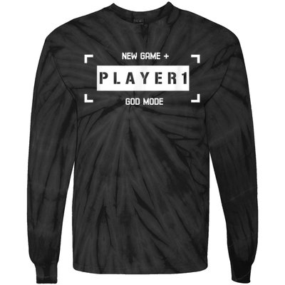 Player 1 God Mode New Game Plus Cool Gamer Tie-Dye Long Sleeve Shirt